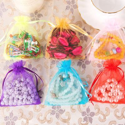 China Drawsting Organza Bags Exquisite White Organza Drawstring Candy Bag Halloween Wedding Party Favor Bags Hairpin Jewelry Gift Packaging Bags 7x9 for sale