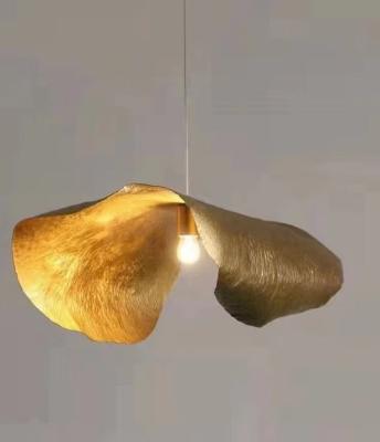 China Contemporary Staircase Chandelier Lotus Leaf Gold Pendants Modern Art Leaf Led Chandelier Light for sale