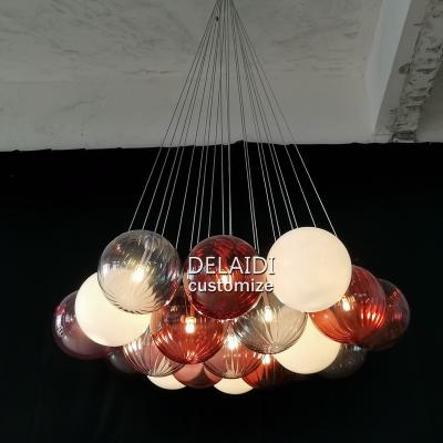 China Dining Room Contemporary Art Living Room Chandelier Customization Design Blown Glass Ball Chandelier Glass Pendant Light Fixture for sale