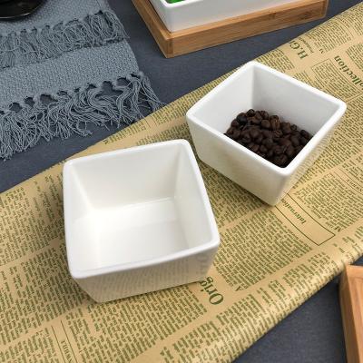 China Traditional Set 2 Square Dish With Tray Rectangle Snack Dish Restaurant Wholesale Serving Dishes With Bamboo Tray for sale