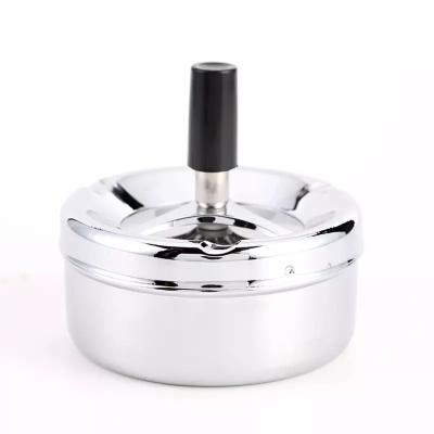 China Push Button Ashtray Car Stainless Steel Portable Rotating Smokeless Windproof Cigar Ashtray With Rotating Lid Round Lower Smoke Ash Tray for sale