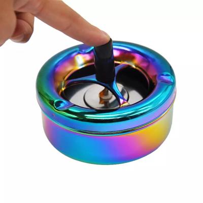 China Factory Made Outdoor Colorful Spinning Custom Decorative Mordern Tin Ashtray With Logo for sale