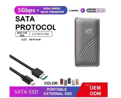 China Fast Speed SATA Built In SSD Portable Hard Drive 5gbps Custom And Free Mold Opening for sale