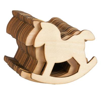 China 100% Handmade DiY Mini Wood Horse Embellishments Customized Wooden Horses Slice to Wedding Valentine DIY Crafts Card Making for sale