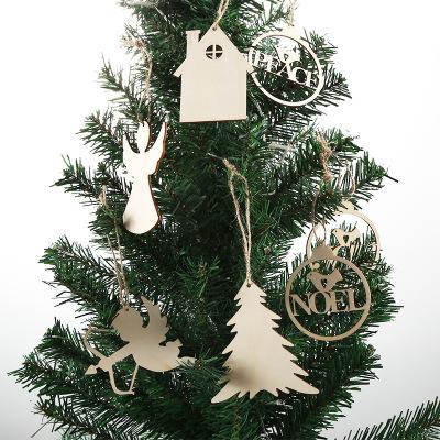 China Europe Popular Wholesale Christmas Ornaments Wooden Hanging Cutouts With Arming Ropes For Home Decorations Scrapbook Decorations for sale