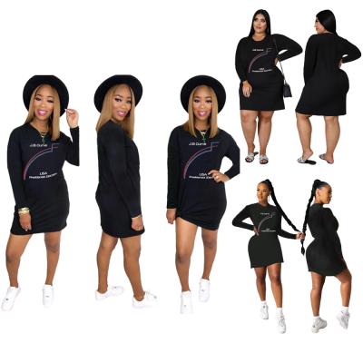 China 2020 Wholesale Cheap Clothing Loose Fashion Anti-Static Plus Size Women Long Sleeve Dresses for sale