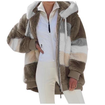 China Casual Anti-Wrinkle Plus Size Ladies Jacket Women Solid Color Autumn Winter 2021 New Custom Warm Faux Fur Plush Loose Coat Jacket for sale