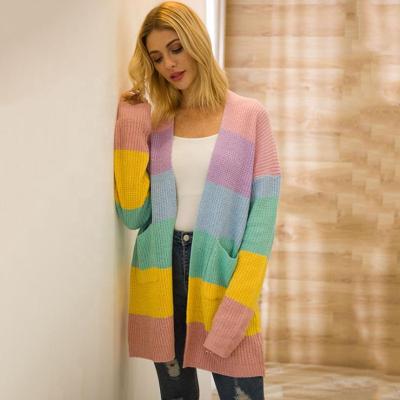 China Anti-wrinkle 2020 autumn and winter European and American Amazon eBay foreign trade style cardigan sweater striped coat for sale