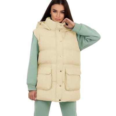 China Anti-wrinkle Women Autumn Winter Warm Coat Jackets Sleeveless Parkas Hooded Jacket for sale