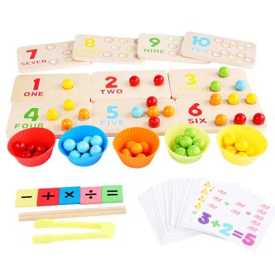 China Color Mathematical Digital Early Knowledge Enlightenment Educational Game Wooden Bead Clip Knowledge Toys Math Toys Educational Toys for sale