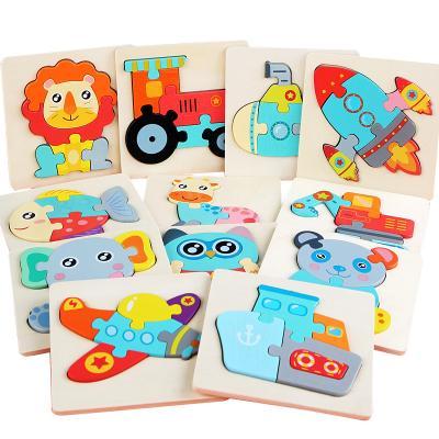 China Cartoon Toy 3D Jigsaw Puzzle Educational Enlightenment Three-Dimensional Wooden Early Children's Puzzle Toys 2-7 Years Old Customized Puzzle for sale