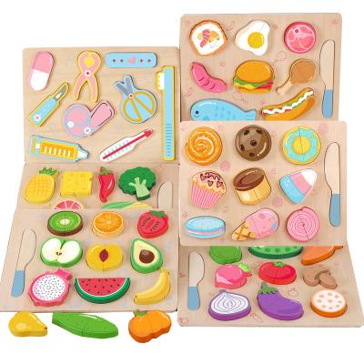 China Children's knowledge of things simulation fruit cup toys wooden early preschool children's things games cognitive education puzzle building blocks customized for sale