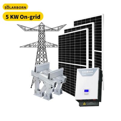 China Solarborn Home 5000 Watt Monocrystalline Polycrystalline Solar Panel On Grid Solar System for sale