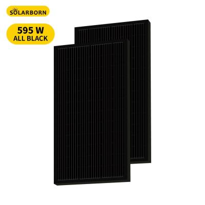 China Solarborn Solar Module 595w Solar Module Best All Black Sellers Monocrystalline Solar Panel Prices for sale