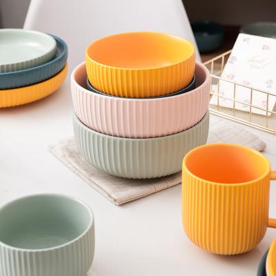 China Wholesale disposable matte modern wedding color ware decorative custom ceramic rice bowl for restaurant for sale