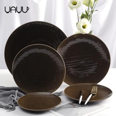 China Wholesale 16pcs Disposable Hotel Used Round Nordic Porcelain Dinnerware Set Modern Tableware for sale