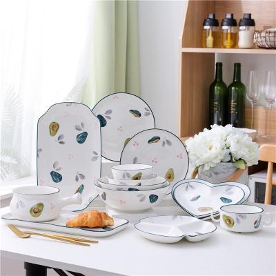 China Disposable Custom Porcelain Kitchenware Colorful Dishes Set Dinner Dishes Tableware Dinnerware Sets for sale