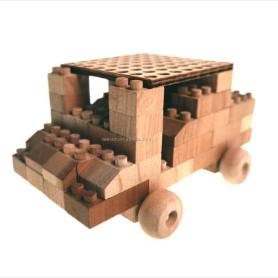 China Construction Toy 2022 ECO-FRIENDLY ROD Solid Wood Truck Building DIY Toy For Children XYT1152 for sale