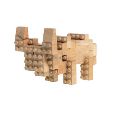 China Eco Friendly Construction Toy 2022 STEM Solid Wooden Cow Building DIY Toy For Children XYT1155 for sale