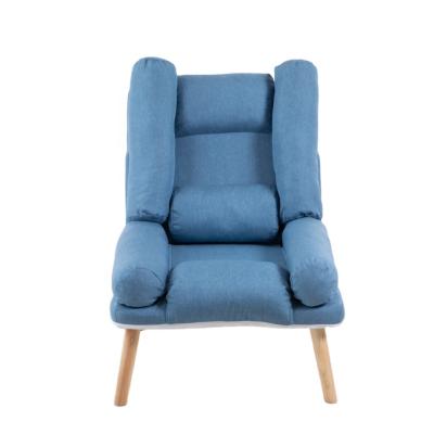 China Hot Selling Online Luxury Wooden Comfortable Chair (Height) New Adjustable Upholstery 2021 Durable Sofa Deck Chair Light Blue For Balcany Living Room for sale