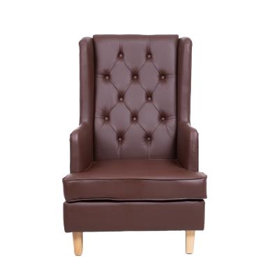 China Hot Sale Online Modern Stylish Knocked-Down Leisure Brown Timber Leisure Home Furniture Leather Rubber Wooden Chair For Living Room for sale