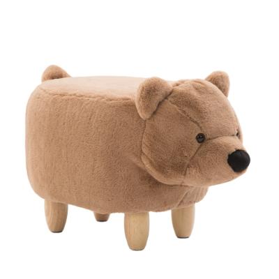 China Modern Stylish Optional Home Decor Animal Shape Fleece Berber Storage Wholesale Color Wooden Stools in Kindergarten for sale