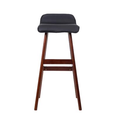 China Modern Style Knocked-Down Made in China Hot Selling Lotus Bar Stool Online Black Wood PU Stool in Bar for sale