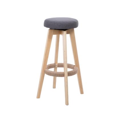 China Hot Selling Online High Quality Knocked-Down Knocked-Down Gray Linen Wooden Support Bar Stool in Bar for sale