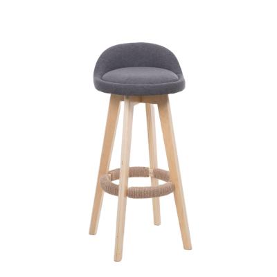 China Hot Selling Online Knocked-Down Knocked-Down High Quality Gray Linen Wooden Support Bar Stool In Bar for sale