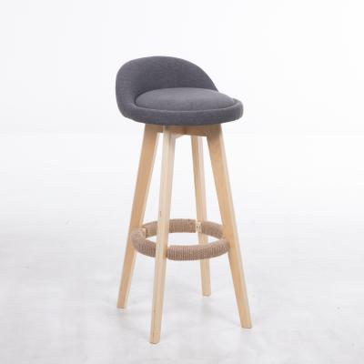 China Modern Modern Canvas Cover Wood Bar Stool Around Seat Bar Chair With Beech Legs for sale