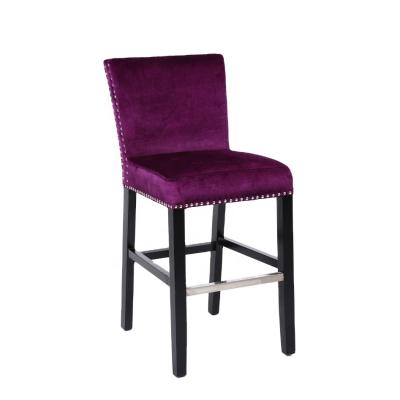 China Modern Design Restaurant Velvet Oak Wood Nail Bar Chair Modern for sale