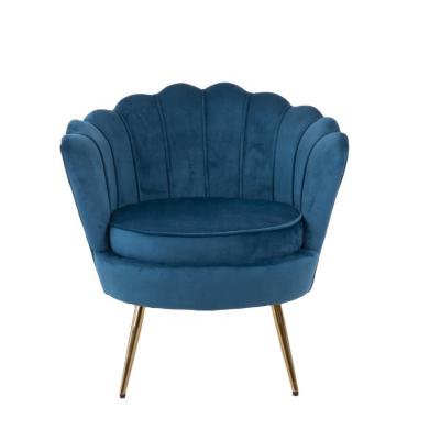 China Online Hot Selling Knocked-down Modern Style Haze Golden Stainless Steel Blue Legs Flower Chair In Living Room for sale