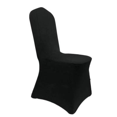 China Wrinkle Free Durable Elegant Machine Washable Black Spandex Fabric Premium Church Chair Cover For Wedding for sale