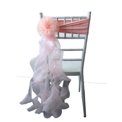 China Easy installation curly willow blush flower chair sash spandex for wedding for sale