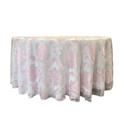 China Wrinkle Free Durable Elegant Machine Washable Jacquard Organza Table Covers Table Cloth For Wedding for sale