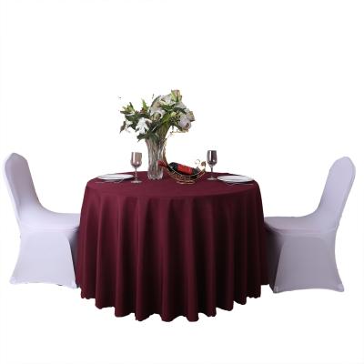 China Round Burgundy Fabric Tablecloth 120 Polyester Waterproof Optional Red For Restaurant for sale