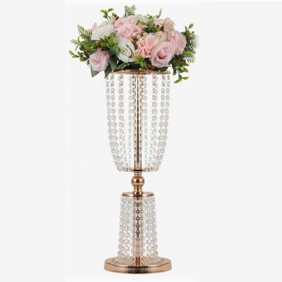 China Luxury Elegant Acrylic Crystal Wedding Flower Candle Holder Centerpiece for sale