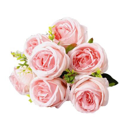 China Real Vivid Modern Artificial Rose Silk Flowers Bouquet For Home Wedding Decoration for sale