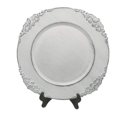 China Sustainable Antiqued Vintage Dinner White Round Charger Plates For Table Settings for sale