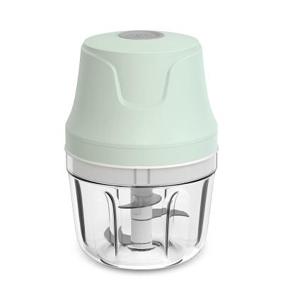 China Silicone Button Garlic 200mL Meat Grinder USB Easy Clean Grinder Light Green Electric Food Chopper for sale