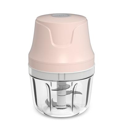 China Silicone Button Pink Garlic 200mL Meat Grinder Easy Clean USB Electric Food Chopper Grinder for sale