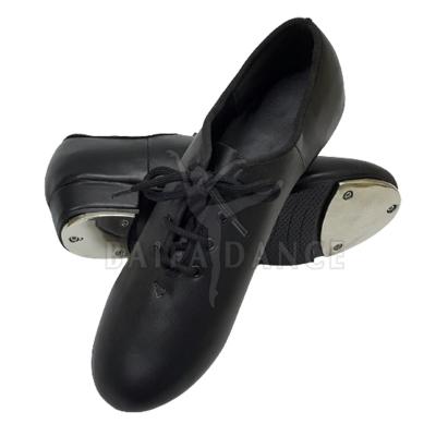 China Comfortable Custom Leather Tap Shoes In Black Color With Your Logo for sale