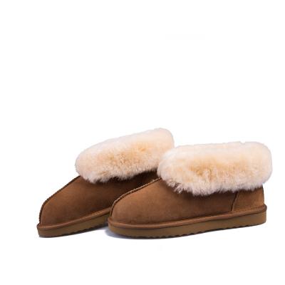 China Cushioning High Quality Luxury Custom Made Australian Sheepskin Ankle Bootie Slipper For Women for sale