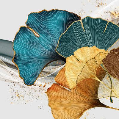 China Art Deco Manufacturer's direct supply of decorative triple sheet canvas ginkgo art color painting home living room for sale