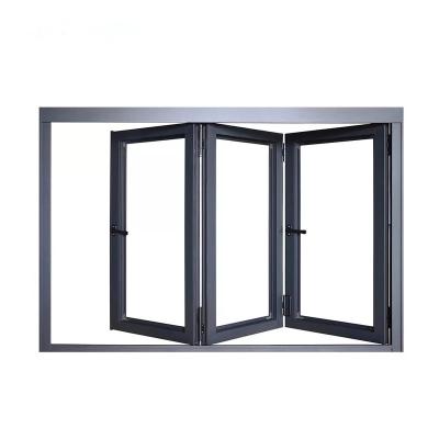 China Mid Century Modern Design Bi Folding Double Glass Aluminum Window for sale