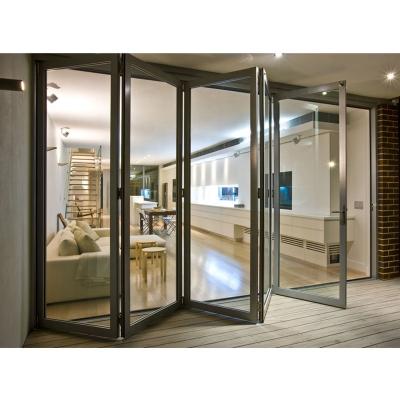 China Exterior Aluminum Accordion Door Accordion Door Aluminum Impact Proof Hurricane Heat Insulation Impact Proof Glass Accordion Glass Fabrication for sale