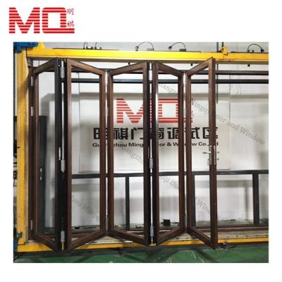 China Swing Aluminum 4 Part Glass Accordion Doors for sale