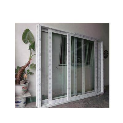 China Cheap Price PVC Tempered Glass Double Sliding Door With Fly Screen for sale