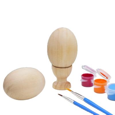 China Europe Customized Diy Wooden Unfinished Easter Craft Fake Eggs Wooden Cooking Eggs Toys For Crafts Making Ornaments Pastel Painting for sale