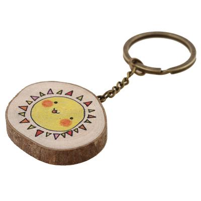 China Europe Customized Wood Handmade Wooden Key Chain Slices Kit Unfinished Predrilled Slice With Hole Circles Wood Shaft For Arts And Crafts for sale